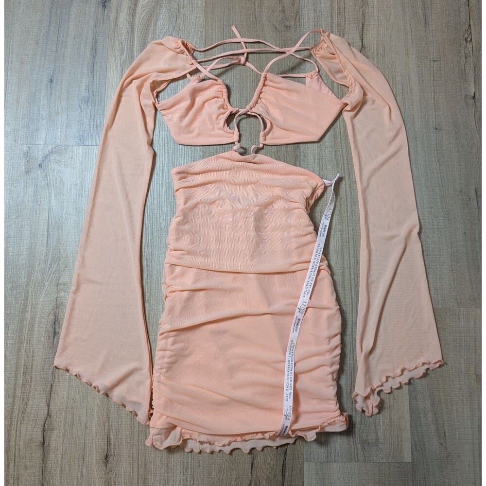 NWT Oh Polly Size 4 Mini Dress Blush Bodycon Stretch Night Out Clubbing Sexy - Picture 4 of 11